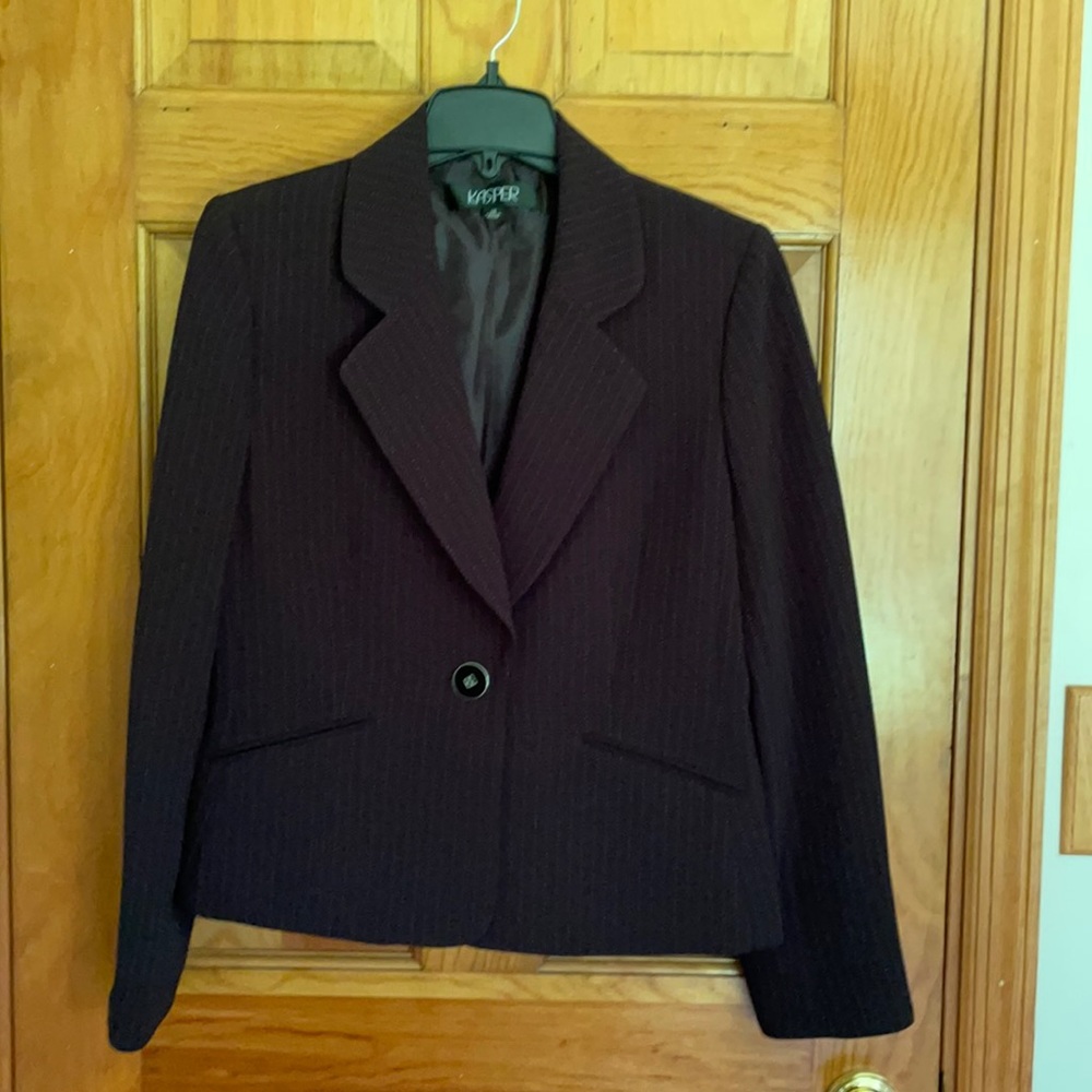 Kasper ladies black pinstripe blazer.